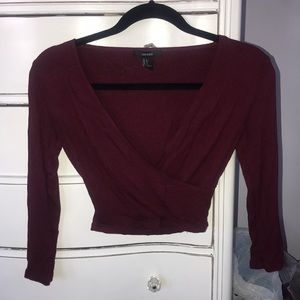 Maroon ribbed crop top